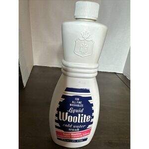Vintage 1980s Liquid Woolite Cold Water Wash Plastic Bottle‎ 16oz 90% Full USA